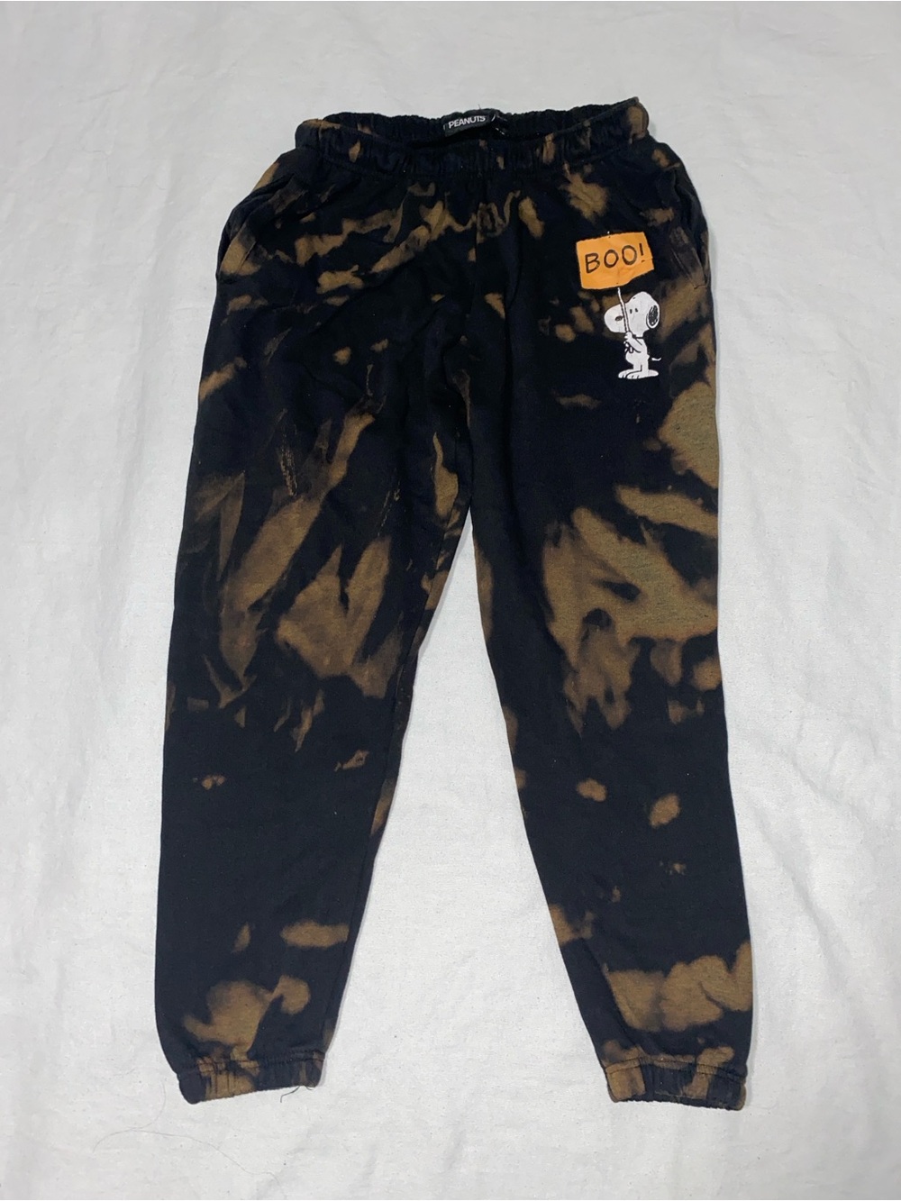 Peanuts Kids Black & Brown Tie-Dye Joggers with Snoopy "BOO!" Patch